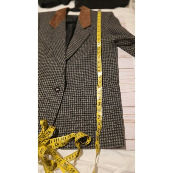 VTG International Scene Blazer Wool Houndstooth Tweed Jacket Preppy Womens 7/8 - Picture 12 of 12